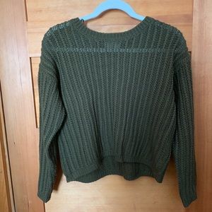 green knit sweater